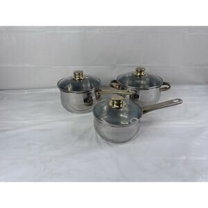 Cuisine Cookware Command Performance Gold 1.5qt 2.5qt 3qt Stainless Pot W/ Lids